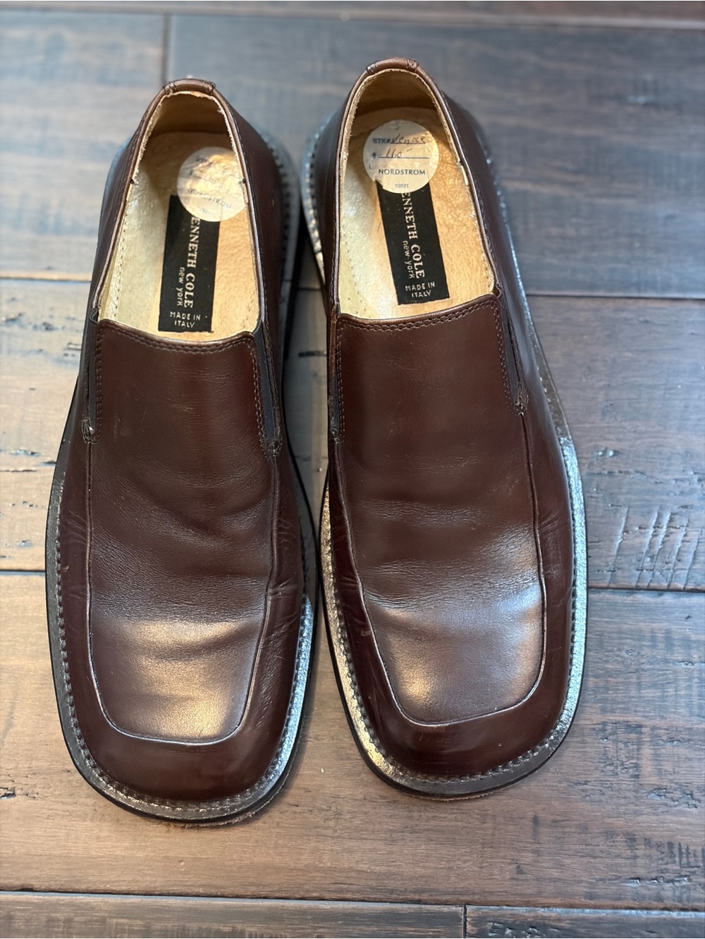 Kenneth Cole Men’s Brown Leather Slip-On Dress Loafers business workwear Italy